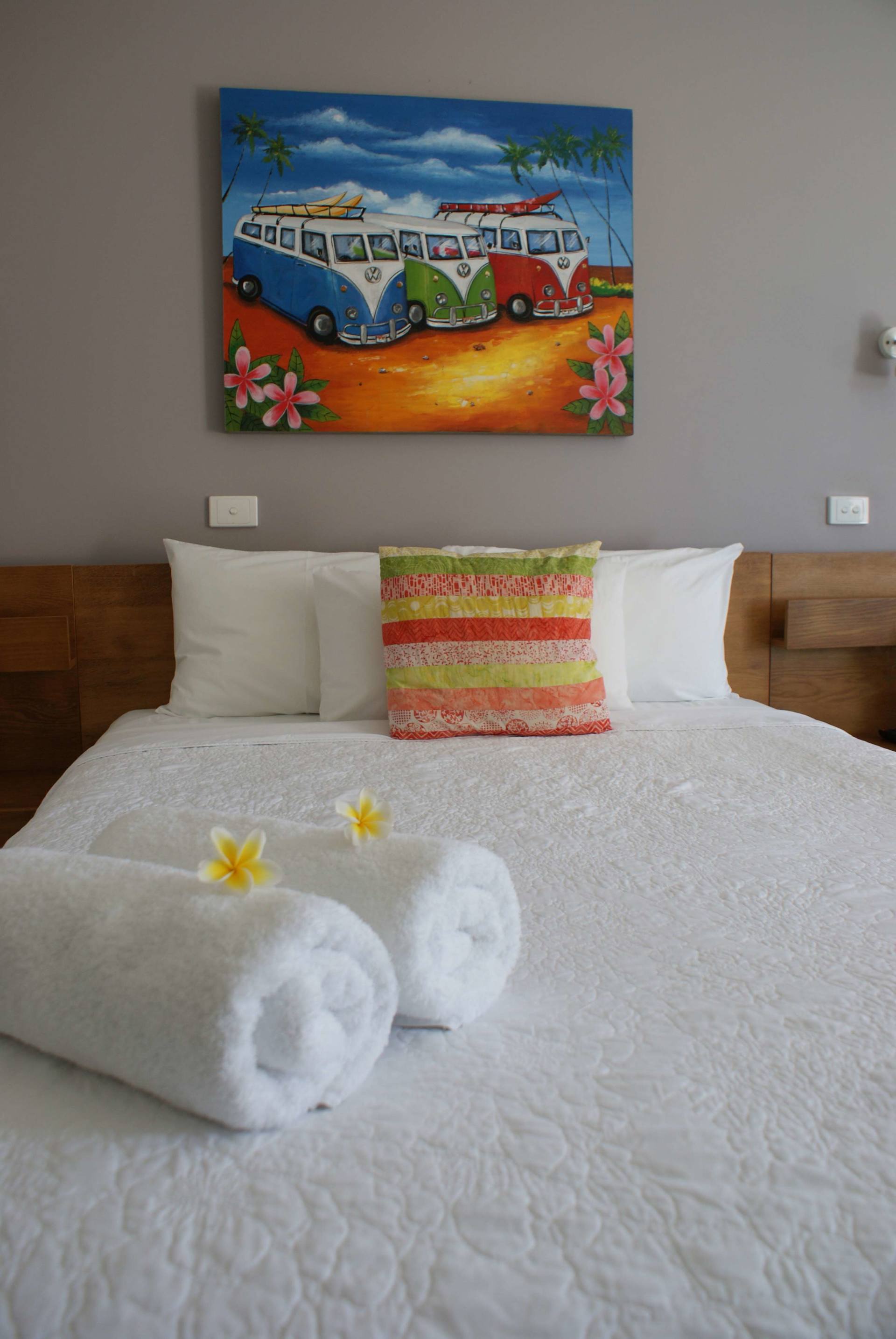 Bed with Colored Pillows