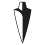 A black and white drawing of a shield on a white background.