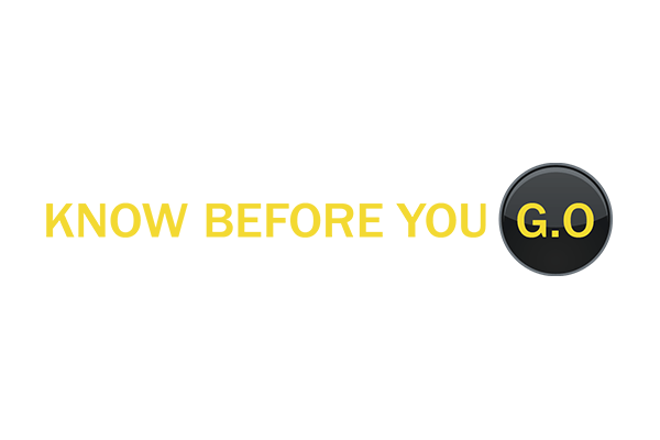 A logo that says know before you g.o