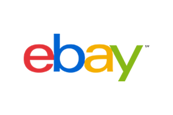 A colorful ebay logo on a white background