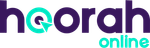 The logo for heorah online is purple and blue.