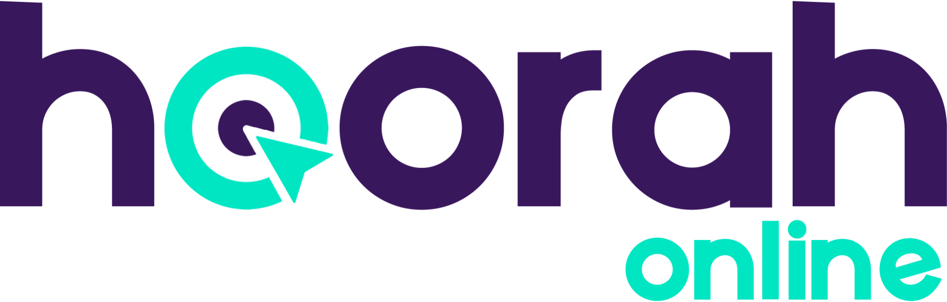 The logo for heorah online is purple and blue.