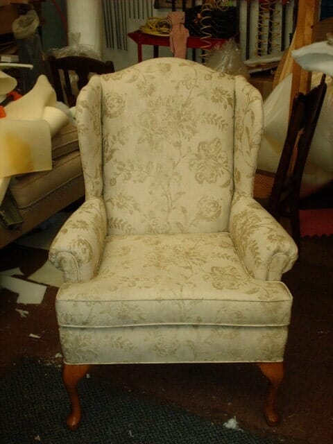 Flower Design Beige Chair — Upholstery in Danvers, MA