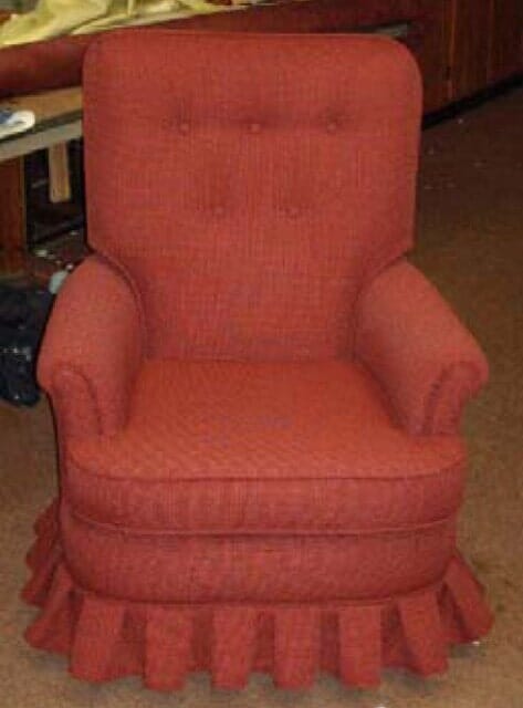 Red Chair with curly bottom — Upholstery in Danvers, MA