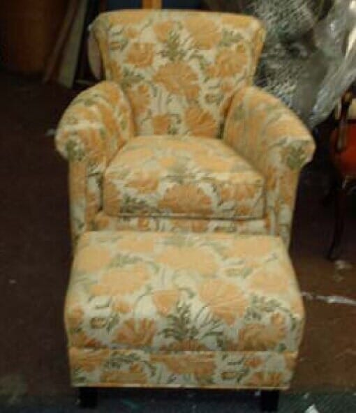Floral white chair — Upholstery in Danvers, MA