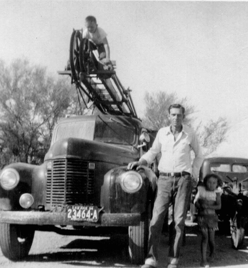 Man In Front Of Old Well Drilling Vehicle — Mesa, AZ — Arizona Preston Drilling LLC