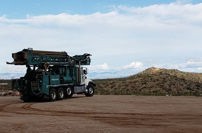 Well Drill Vehicle Parked Onsite — Mesa, AZ — Arizona Preston Drilling LLC Well Drill Vehicle Parked Onsite — Mesa, AZ — Arizona Preston Drilling LLC