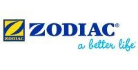 Zodiac logo: Blue text and a yellow and blue emblem; tagline