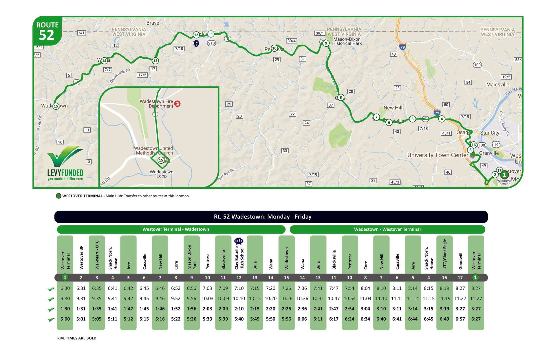 Wadestown Route Map and Schedule Photo
