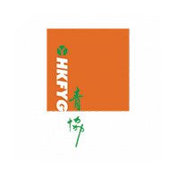 Orange square with white vertical text 