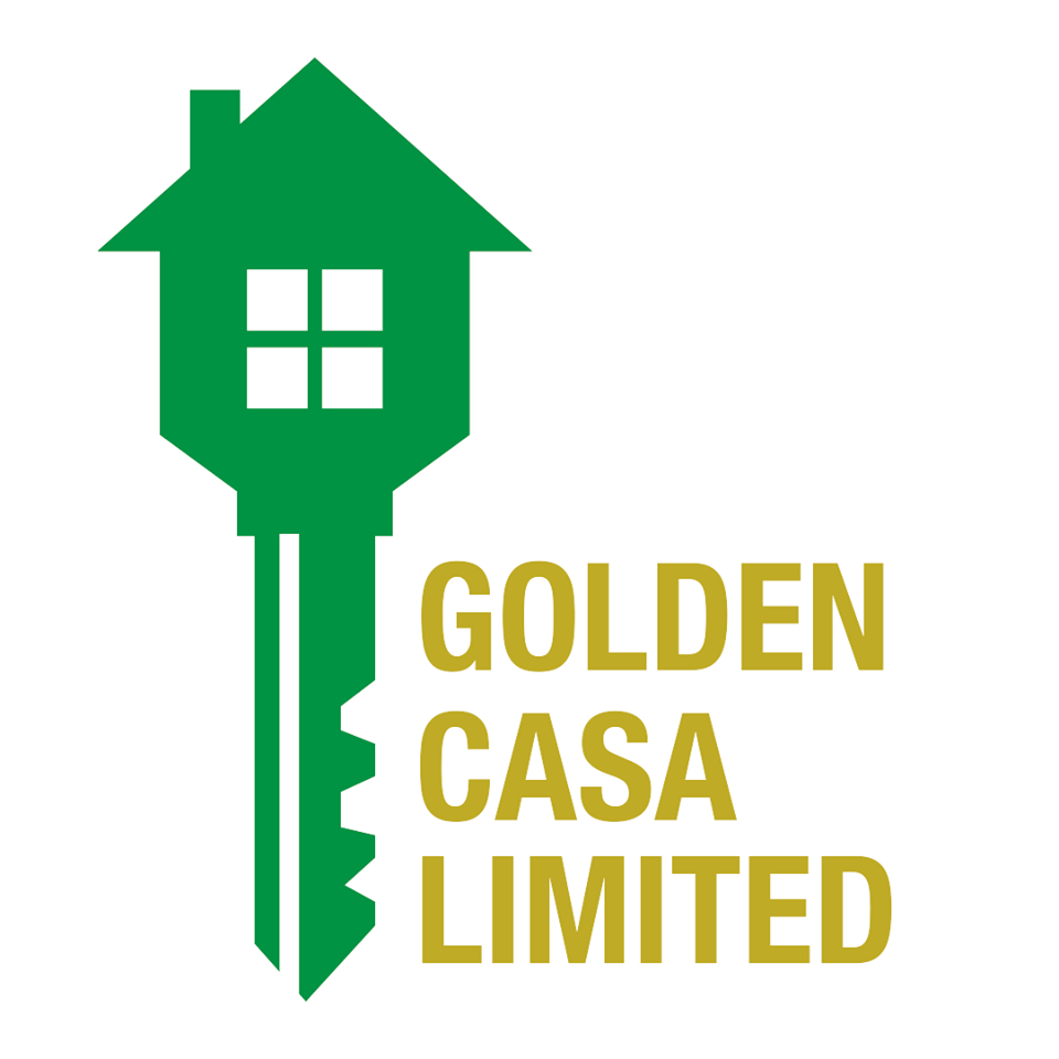 Green key shaped as a house logo with the text 