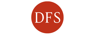 DFS initials in white on a red circle.