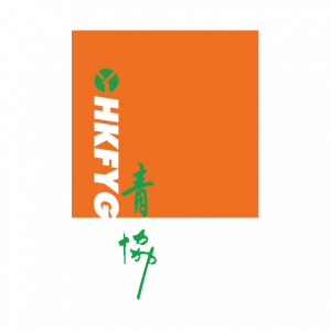 Orange square logo with 