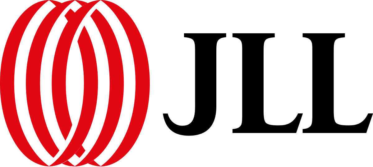 JLL logo: Red intertwined globe graphic next to black letters JLL.