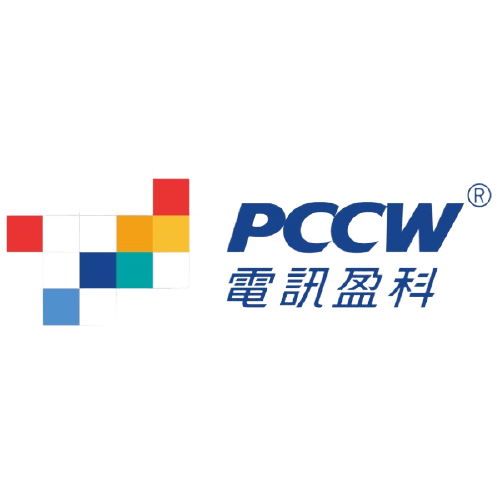 PCCW logo: blue, red, yellow, and green square graphic with blue PCCW text and Chinese text below.