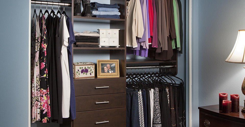 Custom Reach In Closet with a Chocolate Pear Finish