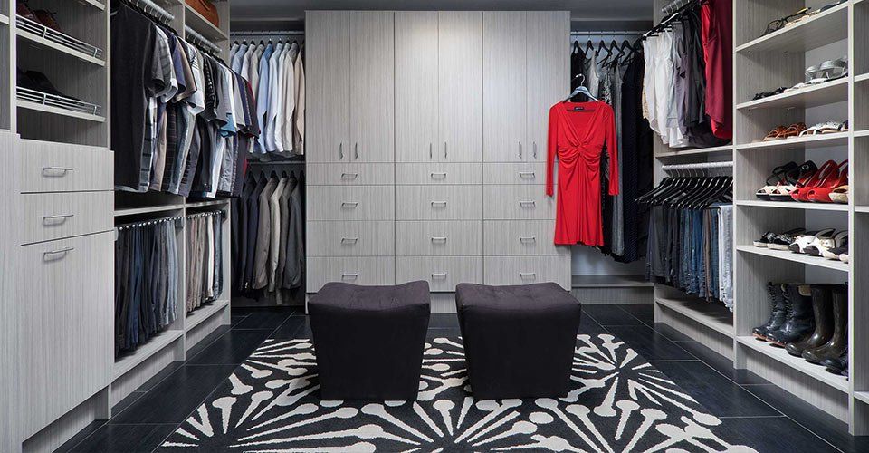 Walk-In Closet with Concrete Finish