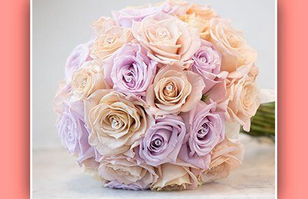 blooms on high rose flowers arranged round in shape