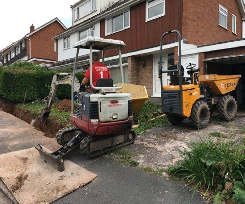 Garden wall being worked on