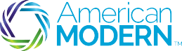 the logo for american modern is blue and green