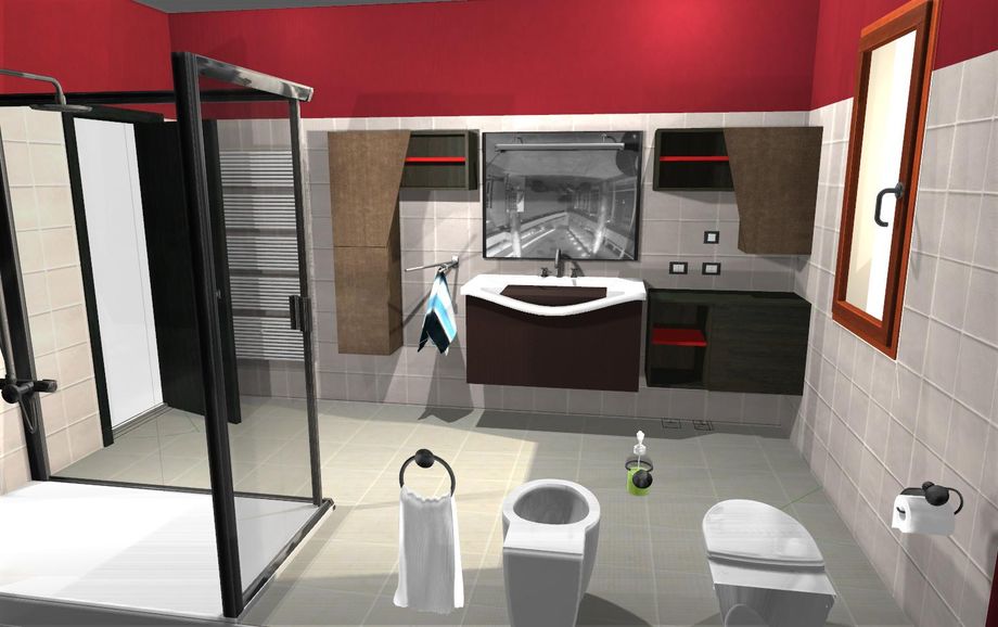 progetto bagno rendering
