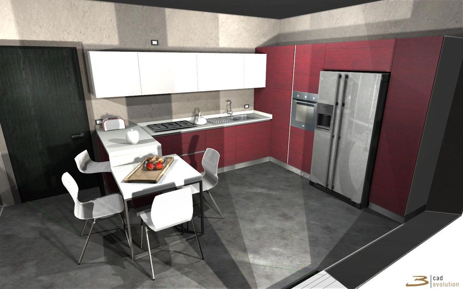progetto cucina rendering