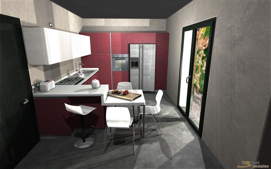 progetto cucina rendering