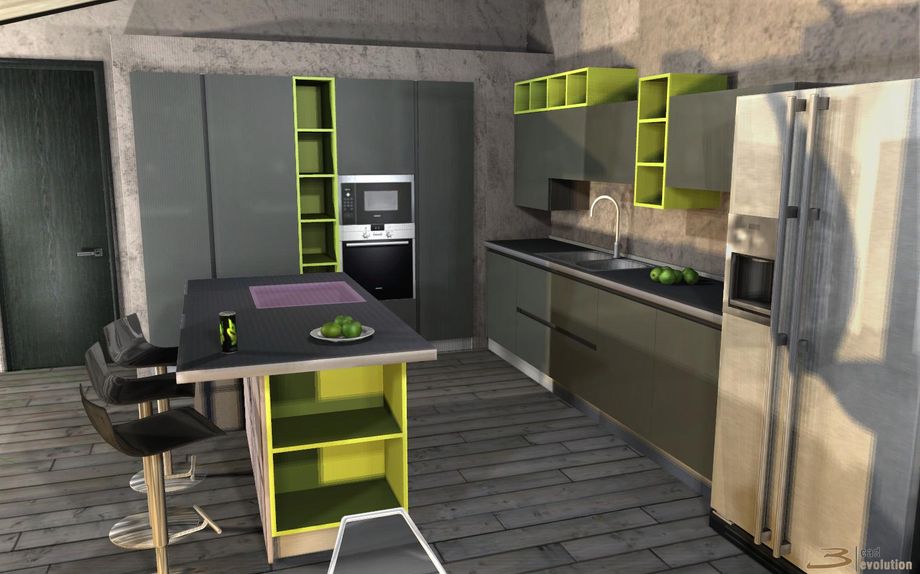 progetto cucina rendering