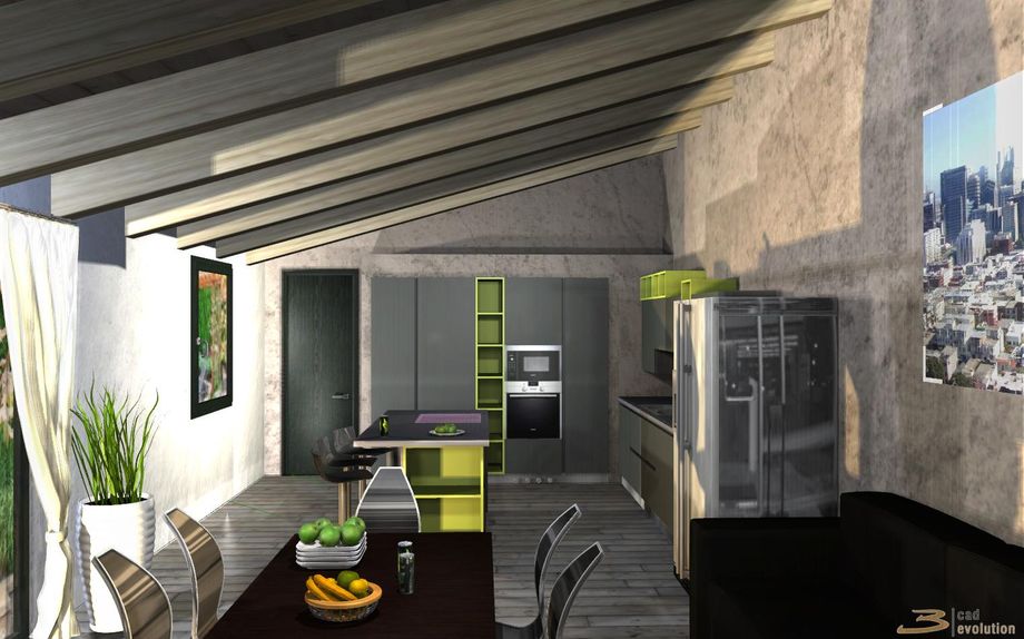 progetto cucina rendering