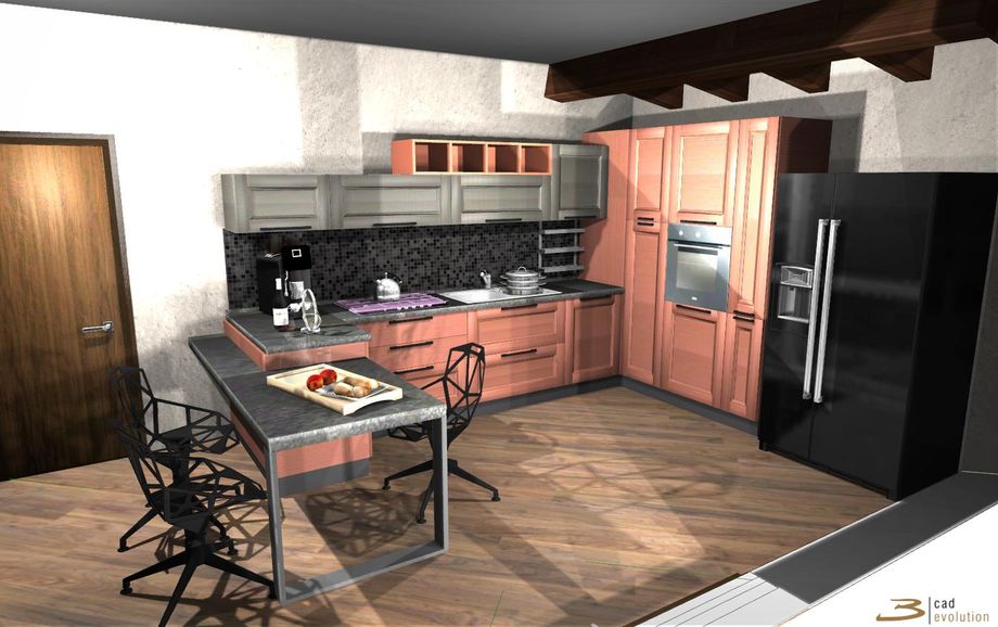 progetto cucina rendering