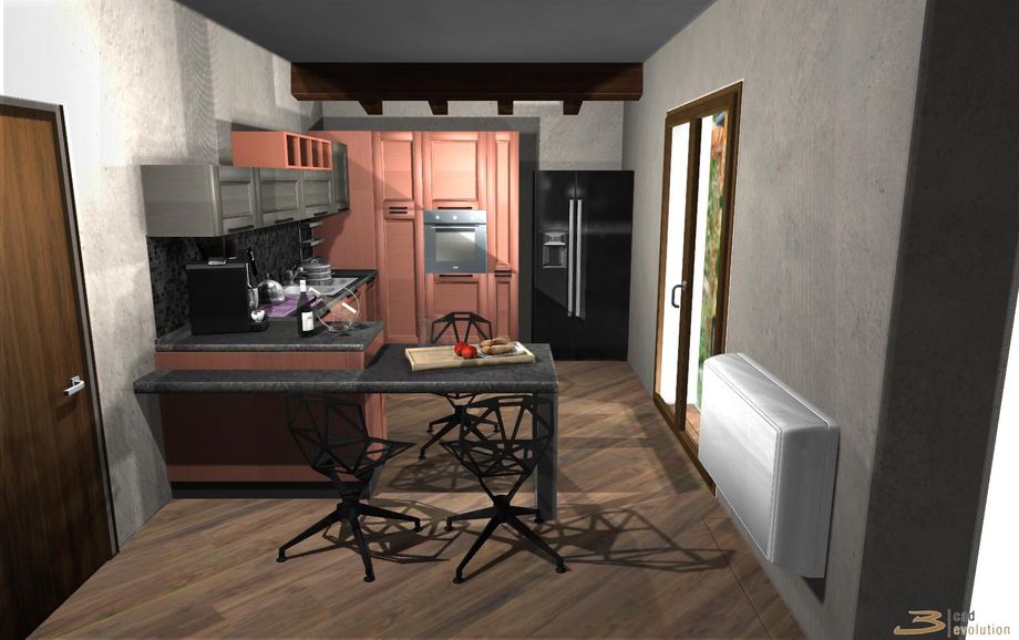 progetto cucina rendering