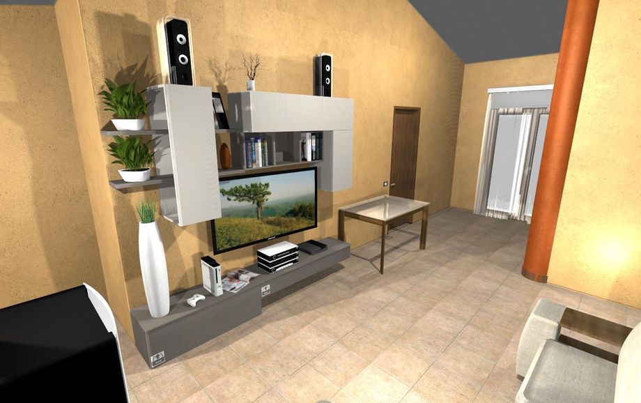 progetto living rendering