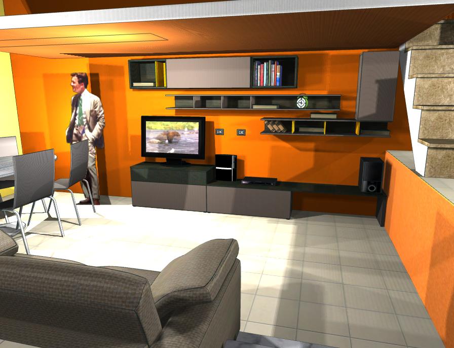 progetto living rendering