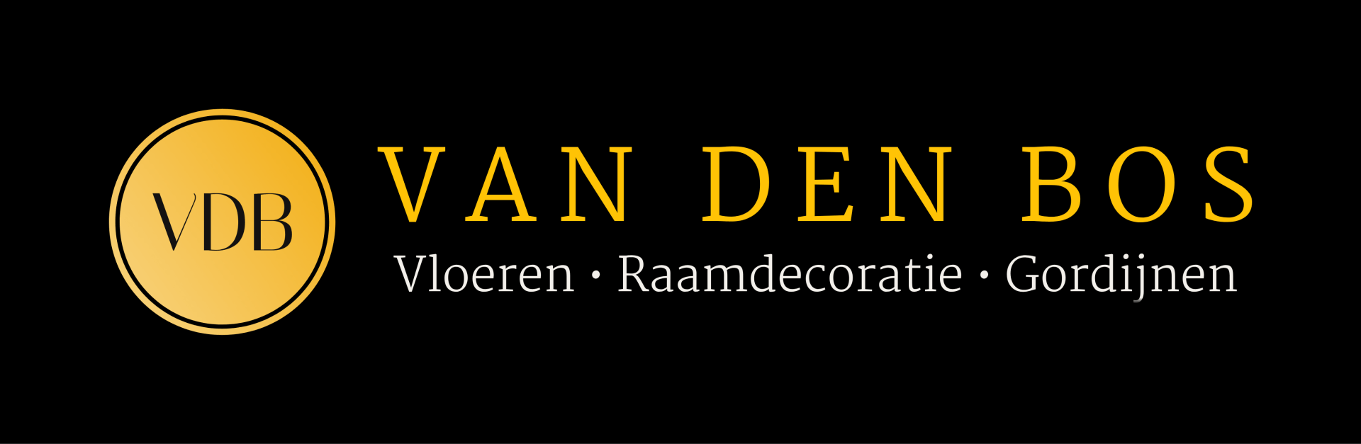 Het logo van van den bos staat op een zwarte achtergrond