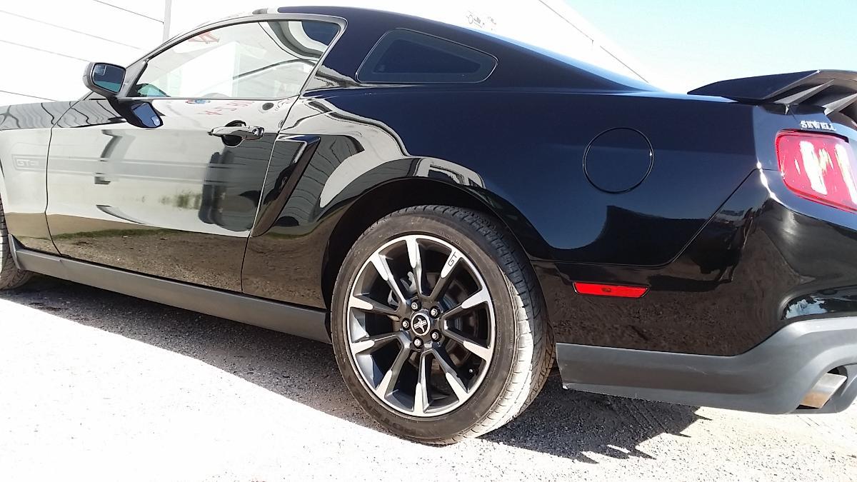 black car restored and shiny