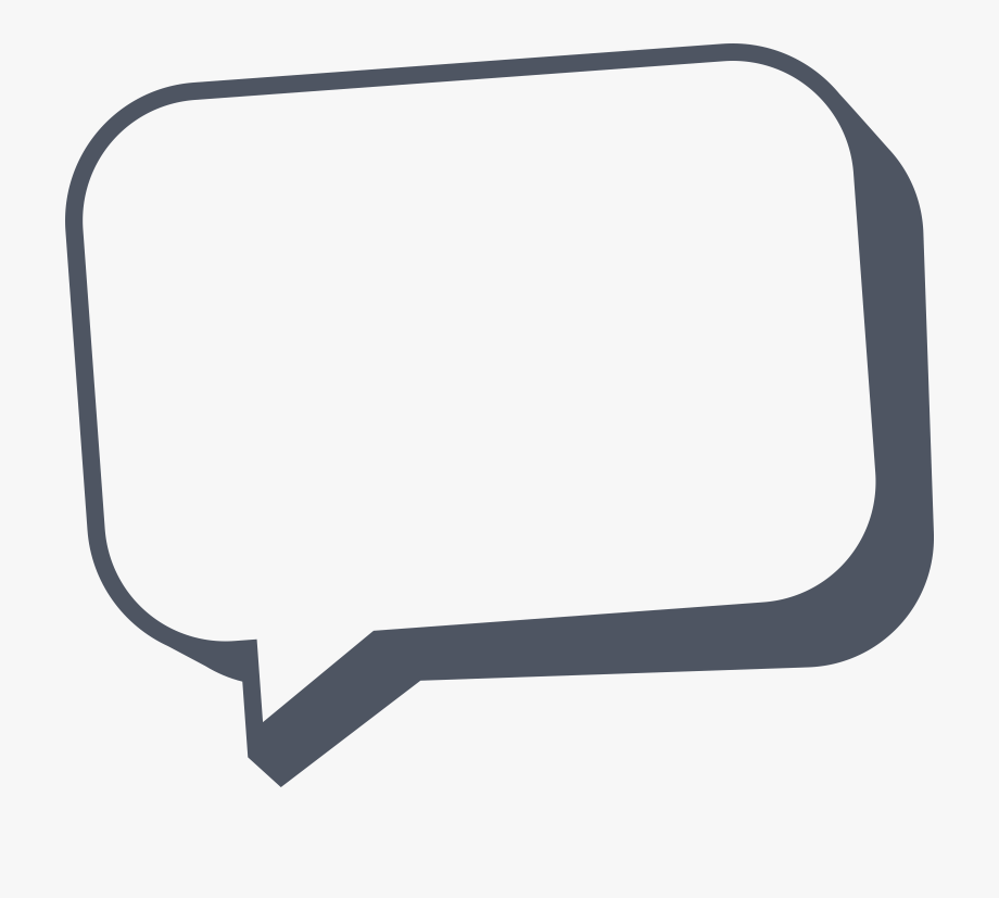 A blank, light-colored rectangular speech bubble with a dark gray outline and drop shadow.