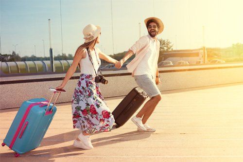 Happy Couple Going To Travel