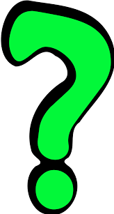 A bright green question mark with a bold black outline, depicted in a smooth and stylized font.