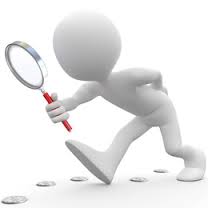 Stick figure with magnifying glass
