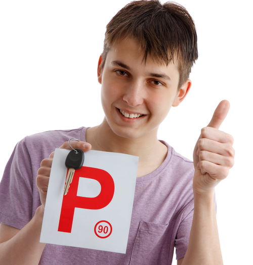 woman holding a learner sign