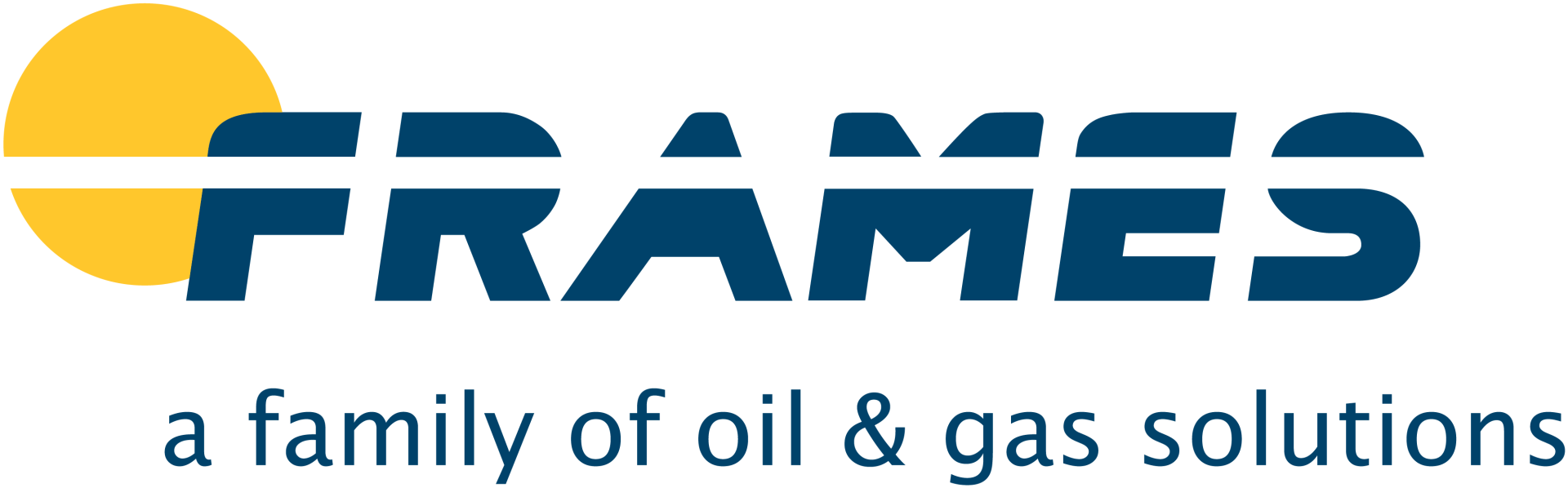 Het FRAMES-logo met een gele zon en blauwe tekst: