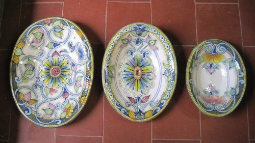 vassoi ovali in ceramica decorati a mano