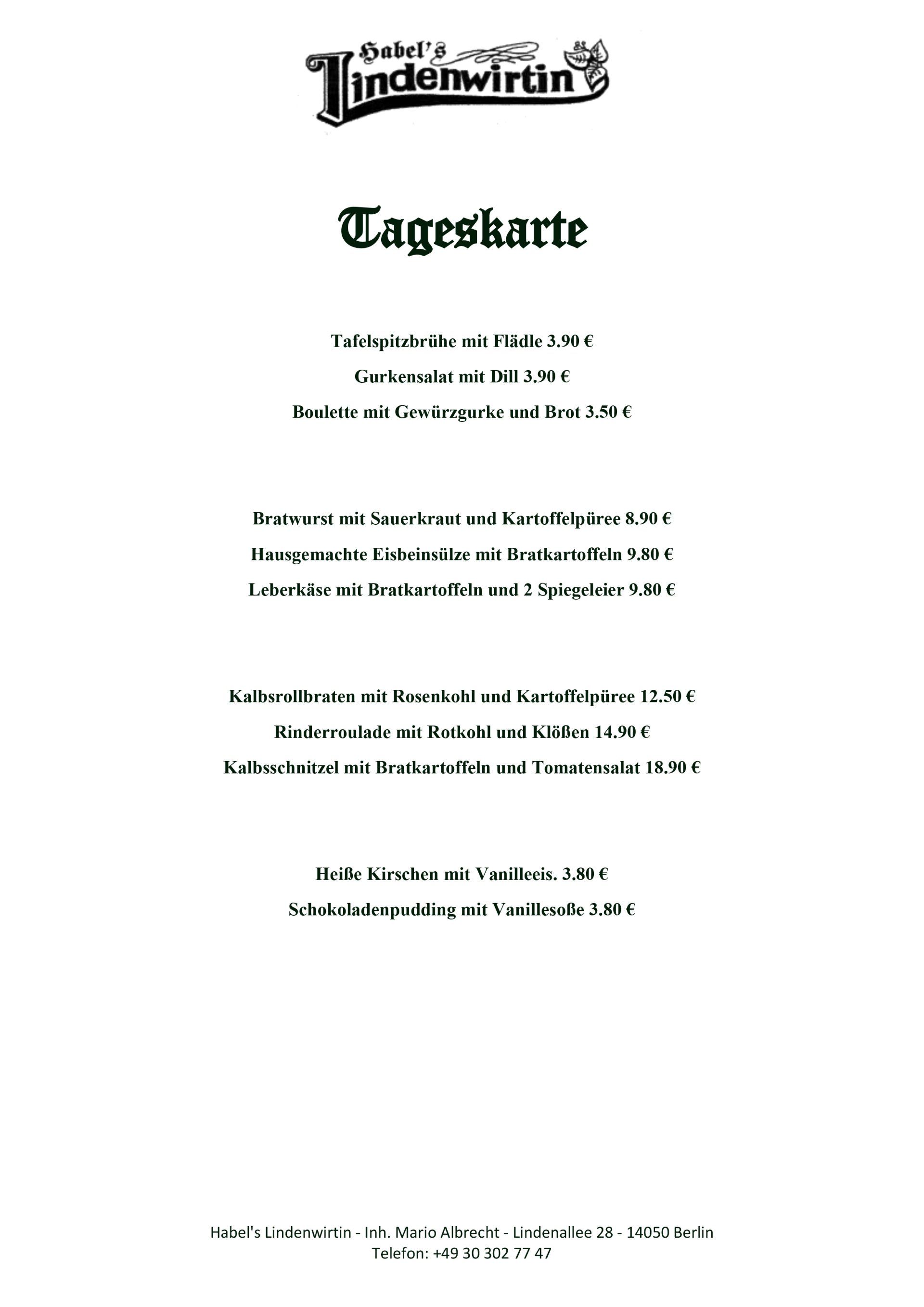 Tageskarte