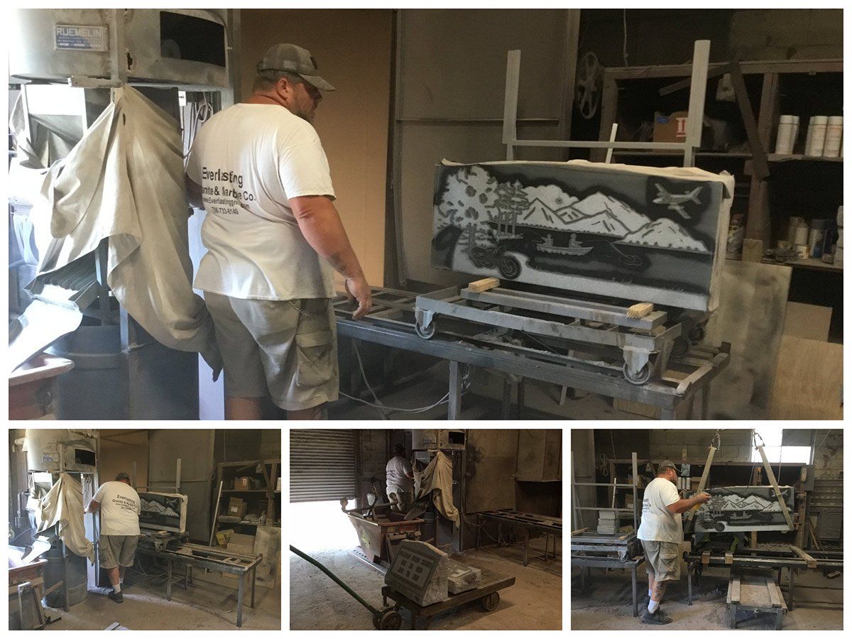 Man Inside the Room with Equipment — Augusta, GA — Everlasting Granite and Marble Man Inside the Room with Equipment — Augusta, GA — Everlasting Granite and Marble