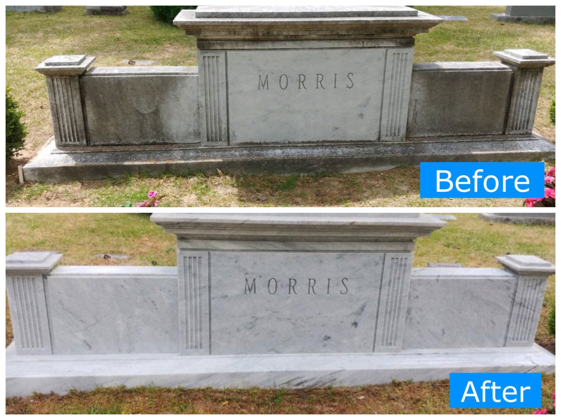 Before and After Cleaning the Headstone — Augusta, GA — Everlasting Granite and Marble Before and After Cleaning the Headstone — Augusta, GA — Everlasting Granite and Marble