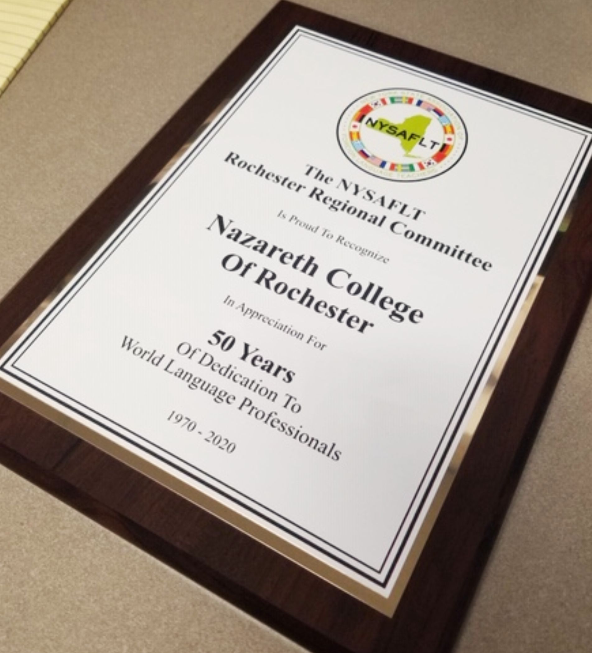 NYSAFLT 50 Years Plaque