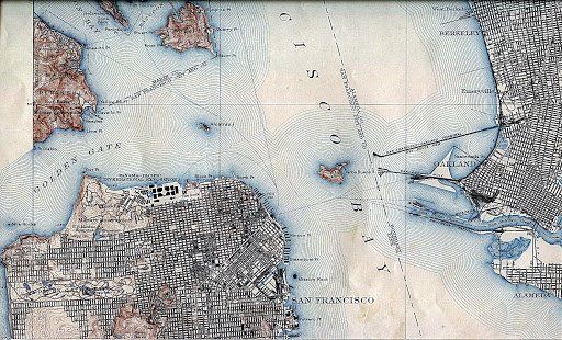Vintage map of San Francisco Bay.