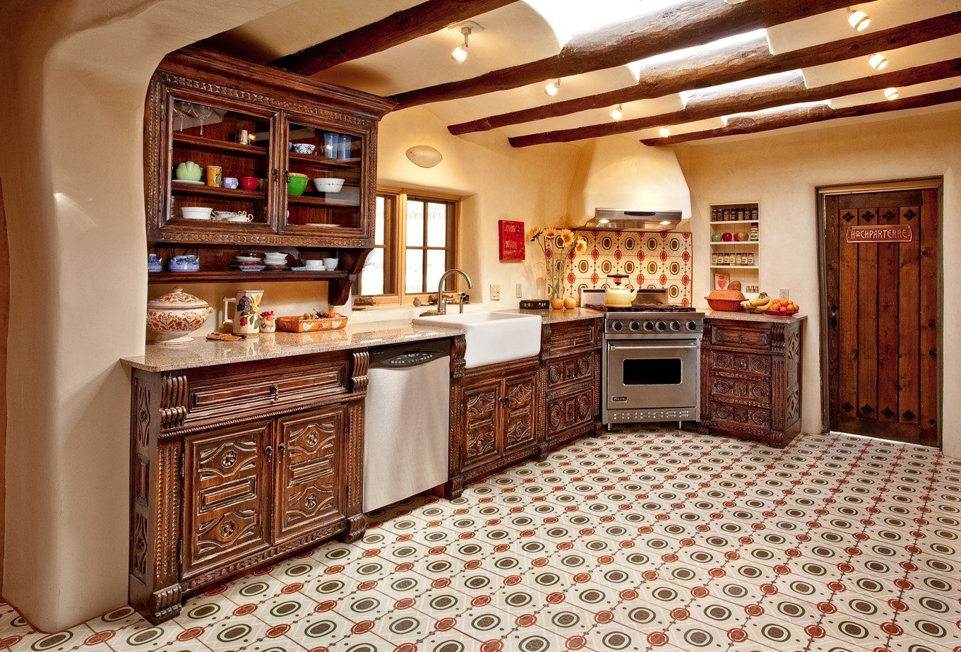 Carved Spanish Colonial Media Center ~ Alhambra Carving pattern.