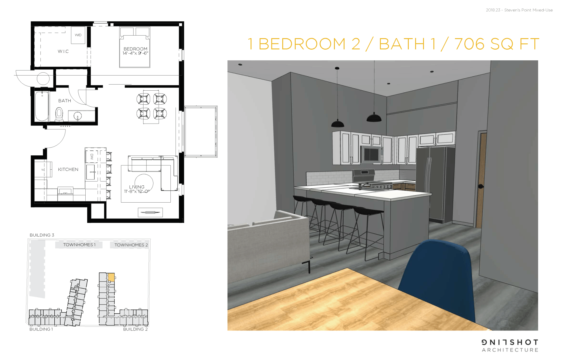 1 BED 2 : 1 BATH - 706