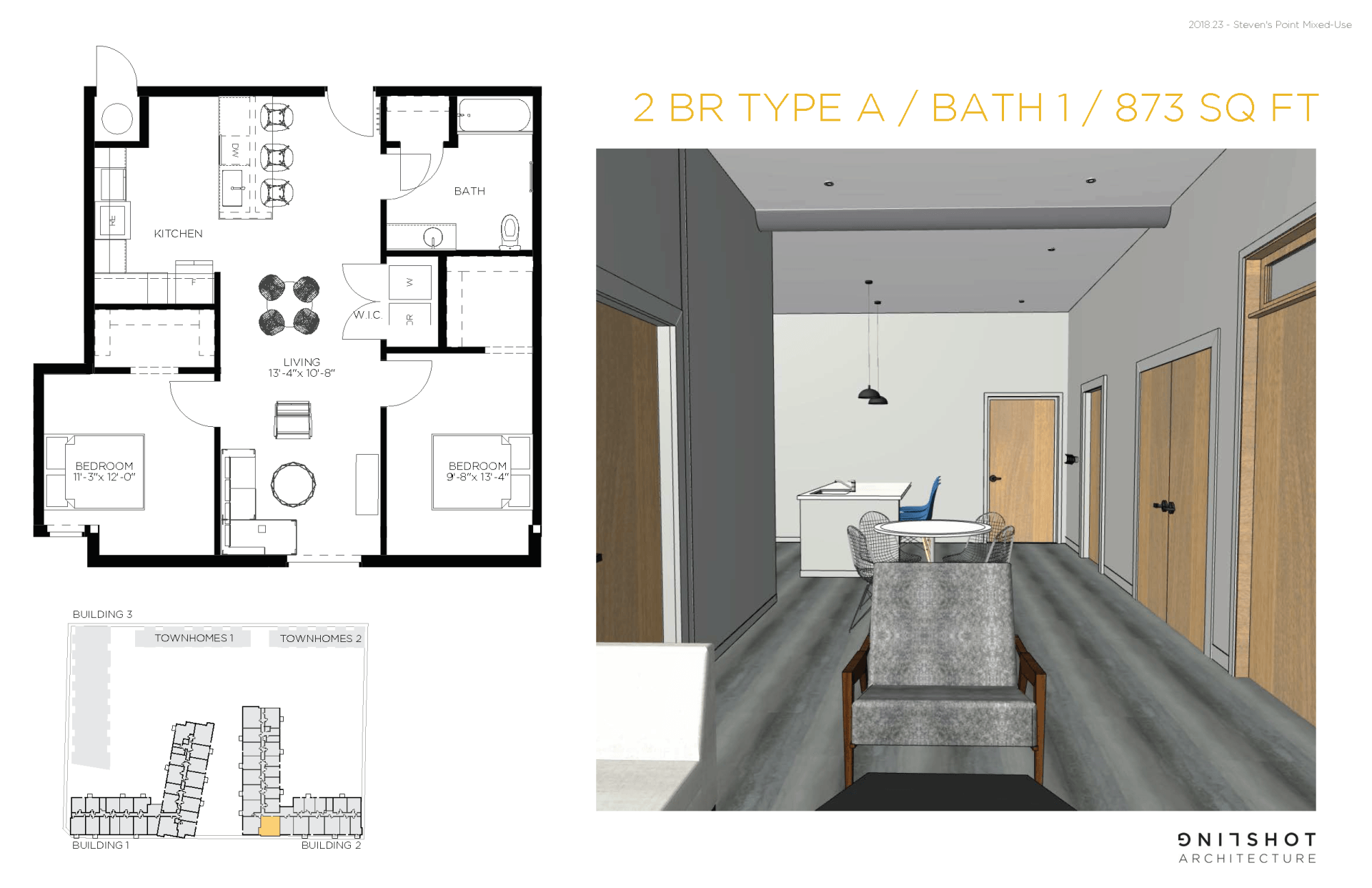 2 BED TYPE A : 1 BATH - 873